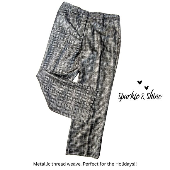 Worthington Metallic Plaid Straight-Leg Pants Size 16 NWT - Picture 1 of 5
